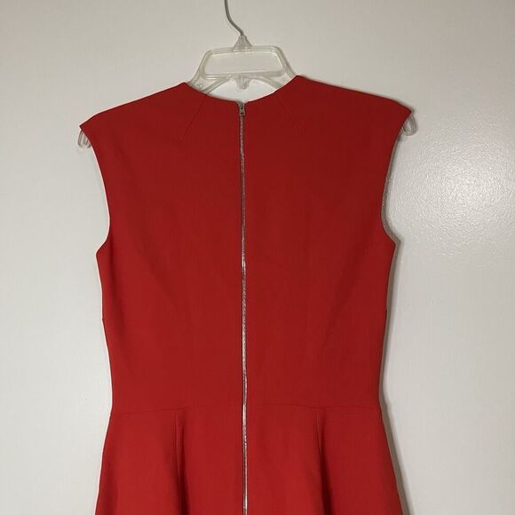 NWOT VICTORIA BECKHAM red orange sleeveless a line mini flare dress size US 6 - Picture 6 of 7